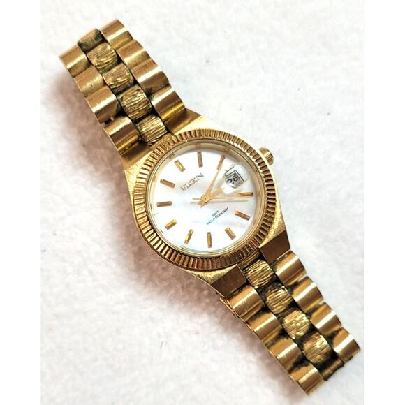 Womens Elgin Vtg 80s Watch Lot 2 Pc Goldtone Mechanical For Repair or Battery - Picture 3 of 9